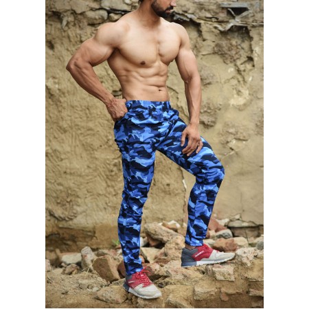 Army Blue Printed Trackpant