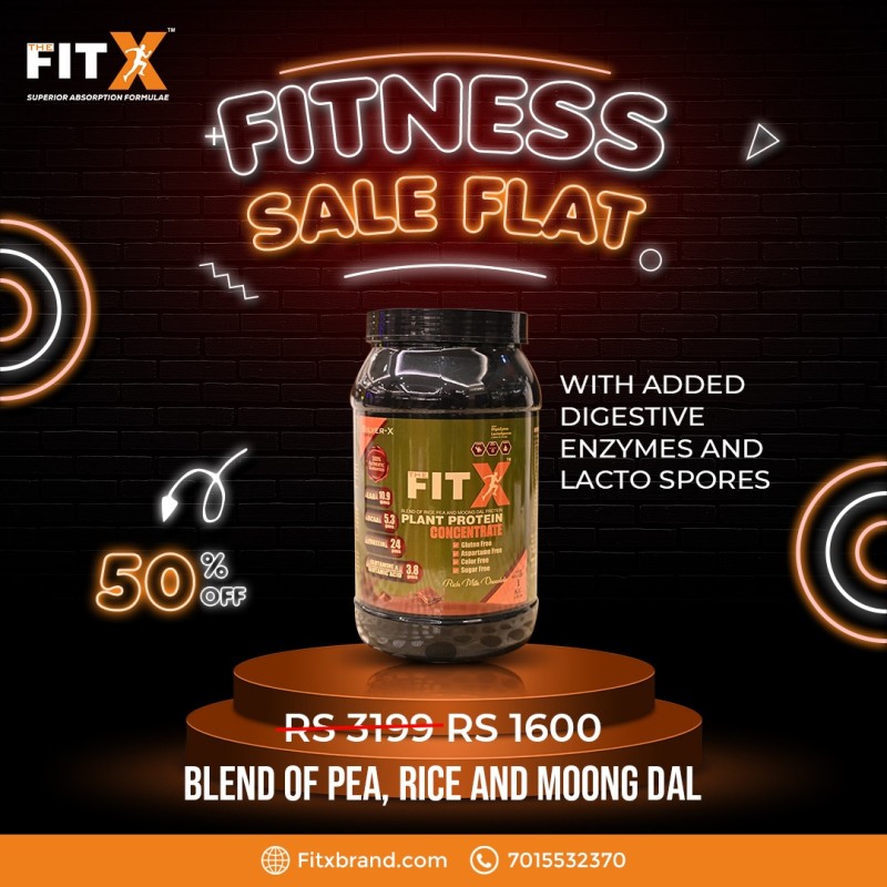 FitX Plant Protein Concentrate for Men & Women || Natural & Easy To Digest || High Dietary Fiber || Lean Muscle Builder Plant-Based Protein Powder