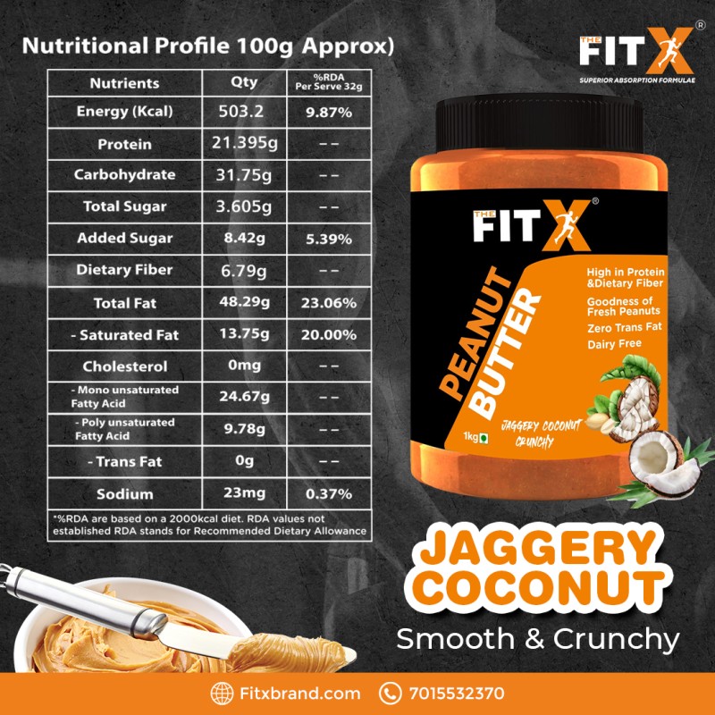 FitX Peanut Butter- Jaggery Coconut 1 Kg
